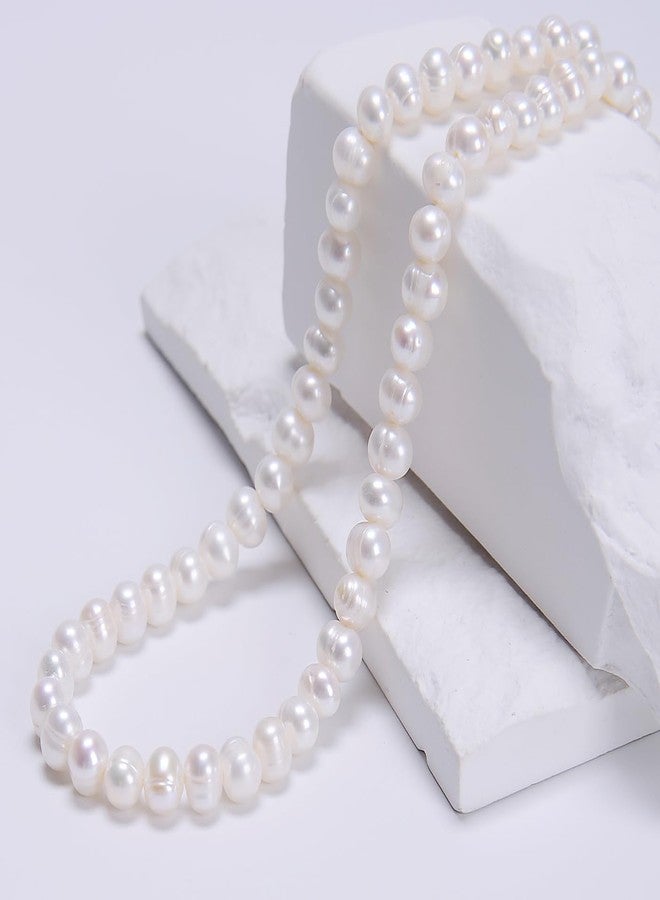 AD Beads Natural Freshwater White Pearl Round Beads 15" 4mm 6mm 8mm 9mm 10mm 11mm 12mm (7-8mm) - Image 4